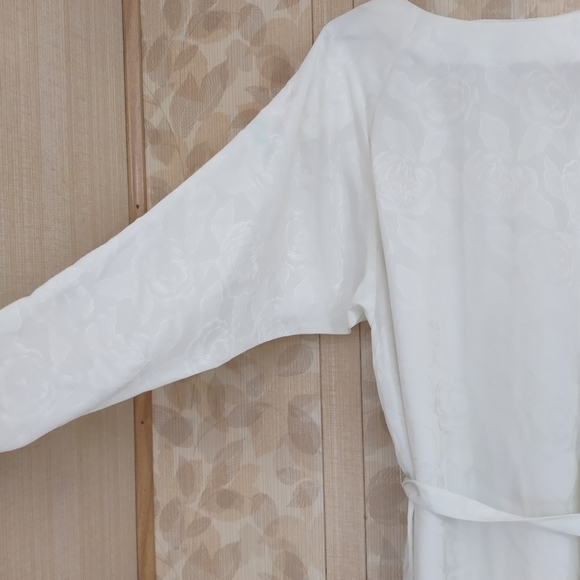 Vintage MS. Chaus Dress Formal Wedding White Rose Floral Shoulder Pads Size 10 - Picture 2 of 9